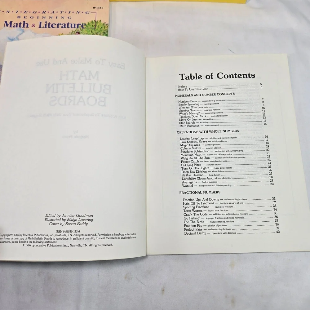 Kids' Stuff Math 4 Workbooks Teacher's Materials Bulletin Board Homeschool 1990